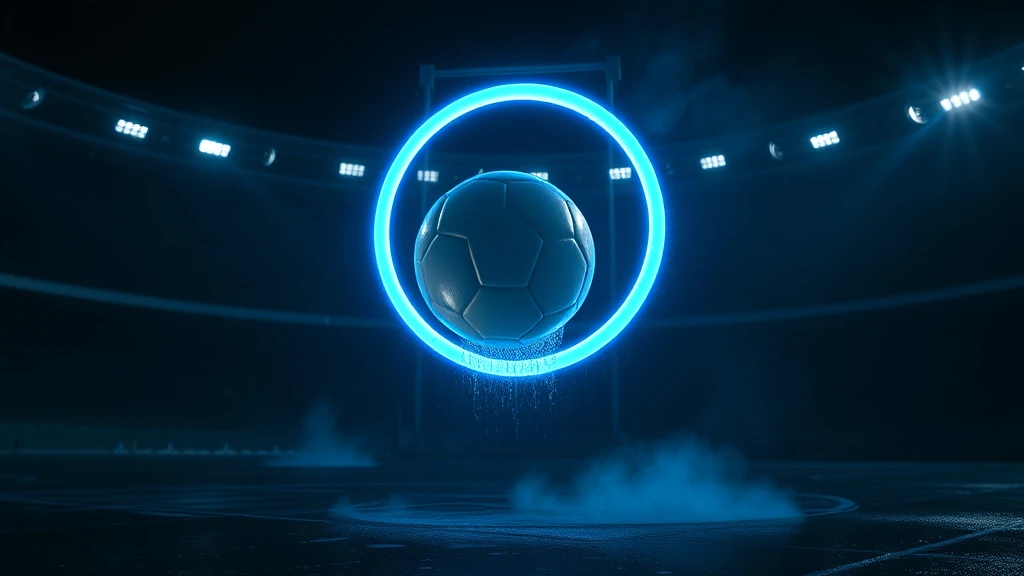 A ball suspended inside a glowing cyan ring of light