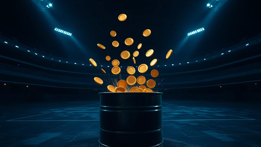 Blank gold discs bursting out of a dark steel drum