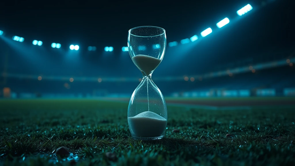 A plain glass hourglass on wet grass